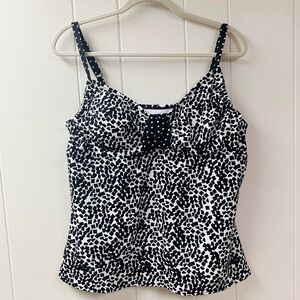 Slimming Vacation Stretchy 24th & OCEAN Womens Tribal Tanktini 16W Black White